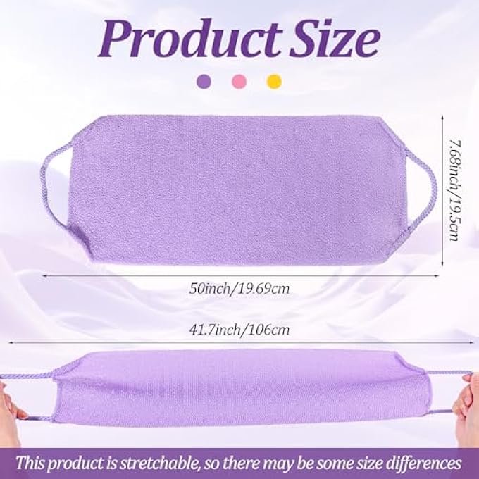 ElevateTech Exfoliating Back Scrubber with Handles, 3 Pcs Double-Sided Exfoliating Washcloth Back Scrubber for Shower Back-Exfoliator Body Scrub Towel Stretchable Back-Washer for Women Men - Image 2